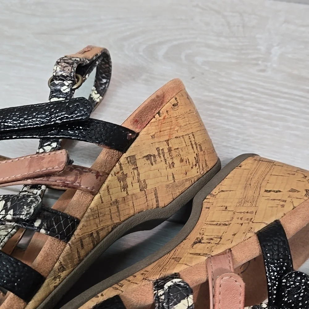 Vionic Women Tess Ray Snk Light Multi-Color Wedge Sandals Shoes Sz 8.5